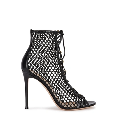 Shop Gianvito Rossi Helena 100 Black Crochet Boots