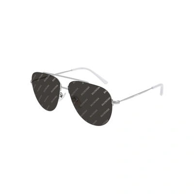 Shop Balenciaga Logo Aviator-style Sunglasses In Silver