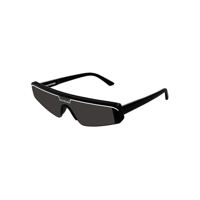 Shop Balenciaga Black Rectangle-frame Sunglasses