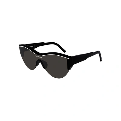 Shop Balenciaga Black Oval-frame Sunglasses