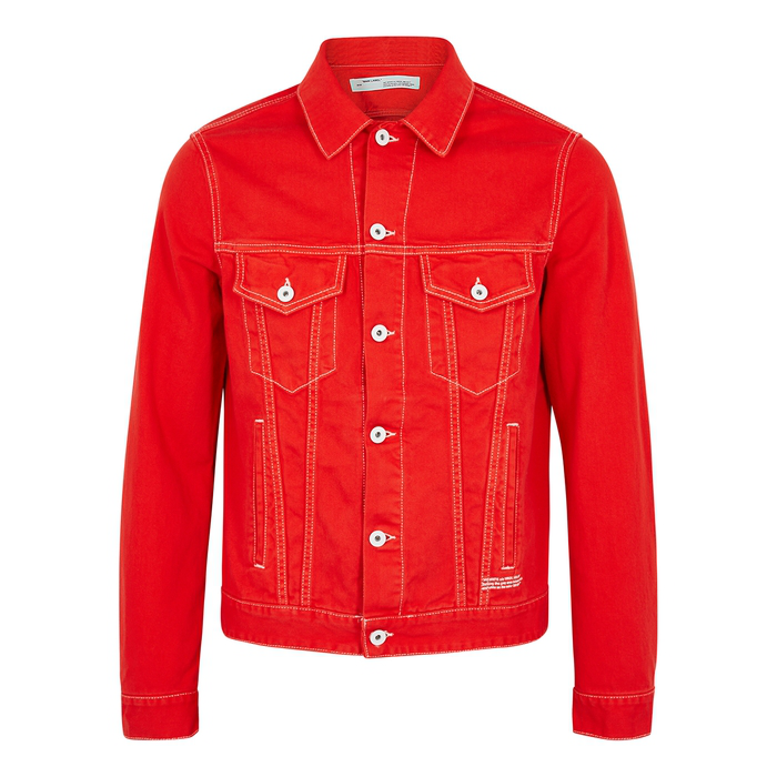 red denim jacket white stitching