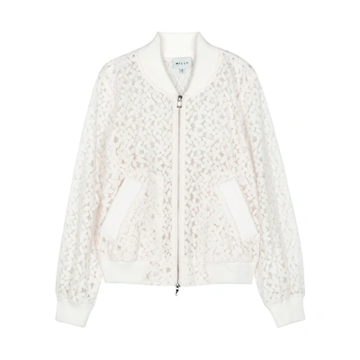 Shop Milly Off-white Lace Bomber Jacket