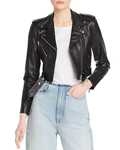 Shop Veda Baby Jane Smooth Leather Moto Jacket - 100% Exclusive In Black