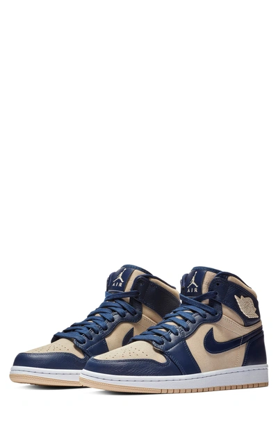 Shop Jordan 1 Retro Premium High Top Sneaker In Midnight Navy/ Cream/ White