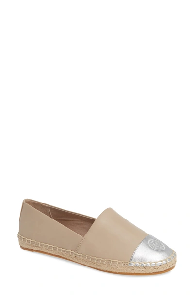 Shop Tory Burch Colorblock Espadrille Flat In Light Taupe/ Silver