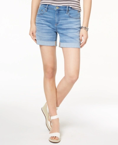 Shop Tommy Hilfiger Women's Th Flex Cuffed Denim Shorts In Pacific Blue