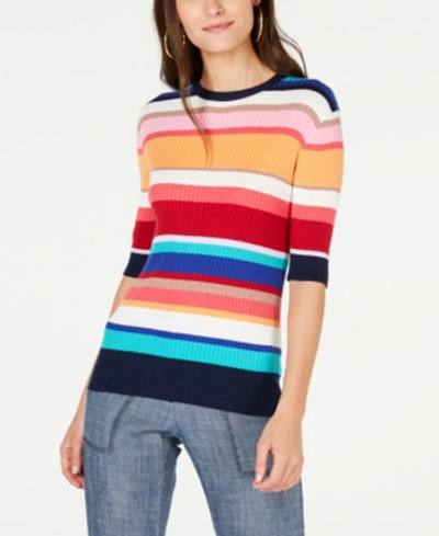 Shop Trina Turk Agent Cotton Striped Sweater In Multi