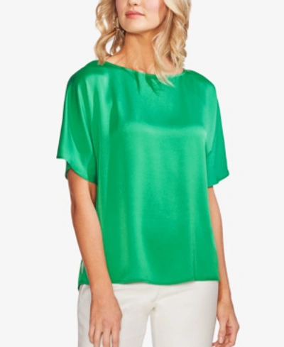 Shop Vince Camuto Pleated-back Top In Emerald Leaf