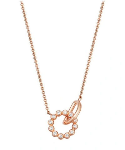 Shop Astley Clarke Rose Gold Vermeil Stilla Arc White Sapphire Interlocking Pendant Necklace