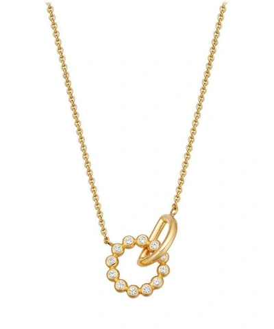 Shop Astley Clarke Gold Vermeil Stilla Arc White Sapphire Interlocking Pendant Necklace