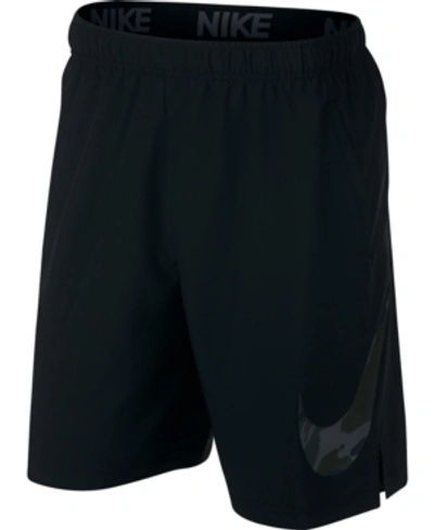 Shop Nike Men's Flex Printed-logo 10" Shorts In Black