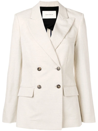 Shop Cedric Charlier Double Breasted Blazer In White