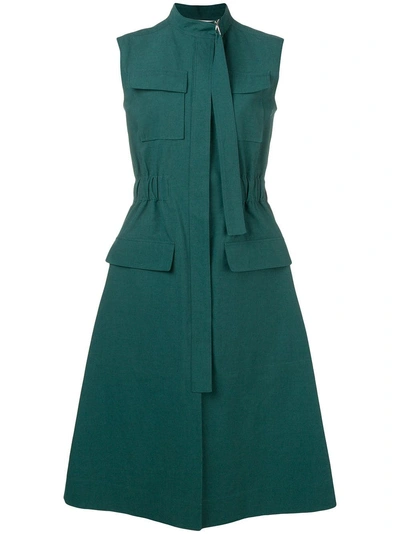 Shop Cedric Charlier Utility Midi Dress In Green