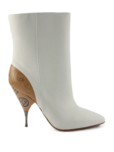 Shop Maison Margiela White Leather Ankle Boots In Bianco
