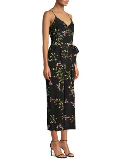 Shop L Agence Jaelyn Silk Floral Jumpsuit In Black Multi