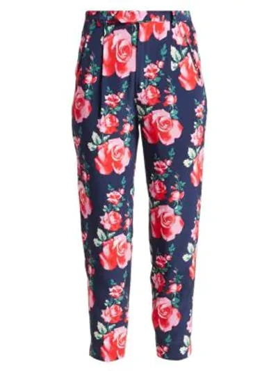 Shop Fleur Du Mal Floral Silk Tapered Pants In Vintage Rose