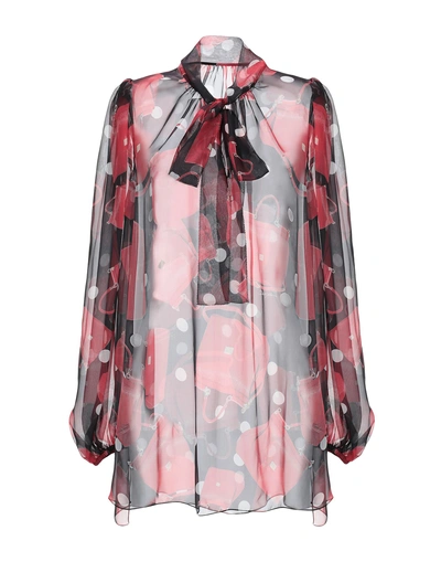 Dolce & Gabbana Pussy-bow Printed Silk-voile Blouse In Black