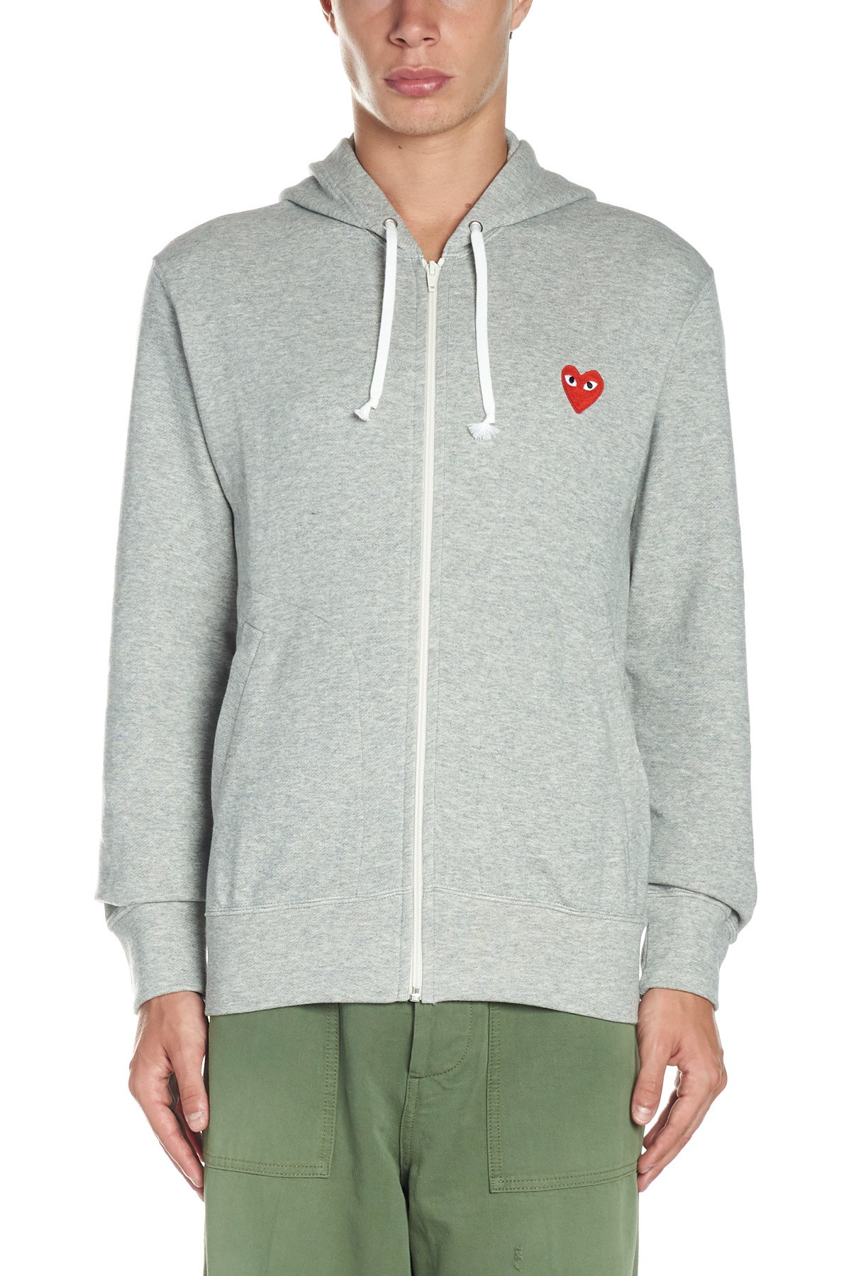 cdg play grey hoodie