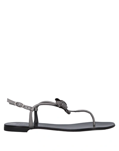 Shop Giuseppe Zanotti Flip Flops In Silver