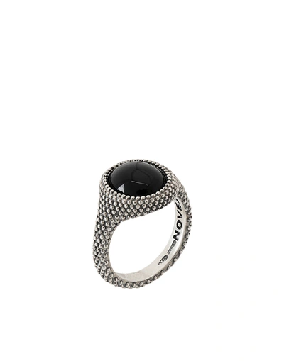 Shop Nove25 Dotted Ovale Black Agate Signet Ring Man Ring Black Size 7.5 925/1000 Silver, Agate
