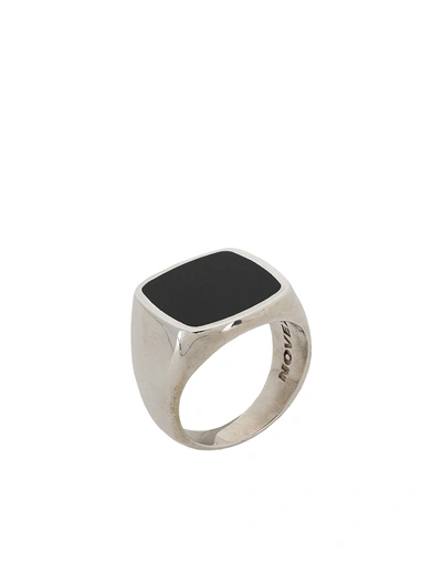 Shop Nove25 Black Enamel Square Signet Ring Man Ring Silver Size 9.25 925/1000 Silver