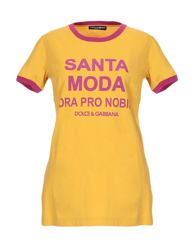 Shop Dolce & Gabbana Woman T-shirt Ocher Size 6 Cotton In Yellow