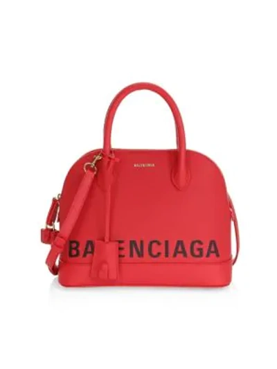 Shop Balenciaga Ville Top Handle Leather Bag In Brick Red