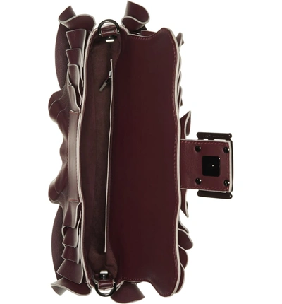 Shop Fendi 'multi Wave' Leather Baguette In Bordeaux/ Ruthenium/ Black