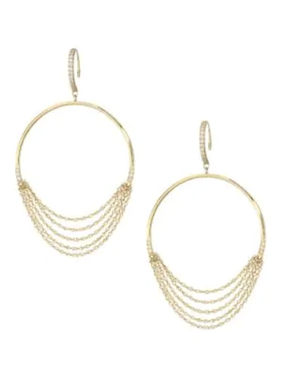 Shop Celara 14k Yellow Gold & Diamond Frontal Wire Hoop Earrings