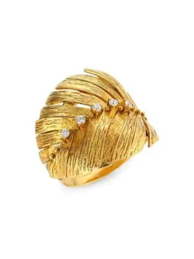 Shop Hueb Bahia 18k Yellow Gold & Diamond Leaf Ring