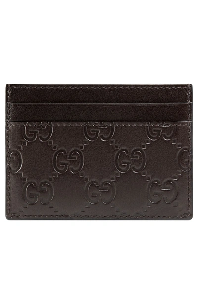 Shop Gucci Dorian Leather Card Case In Brown