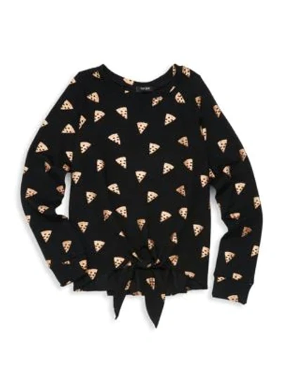 Shop Terez Girl's Foil Printed Sweater In Black