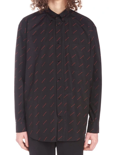 Shop Balenciaga Logo Print Shirt In Black