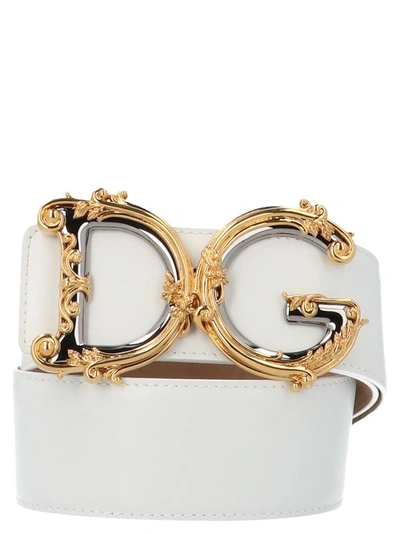 Shop Dolce & Gabbana Dg Embellished Belt In White