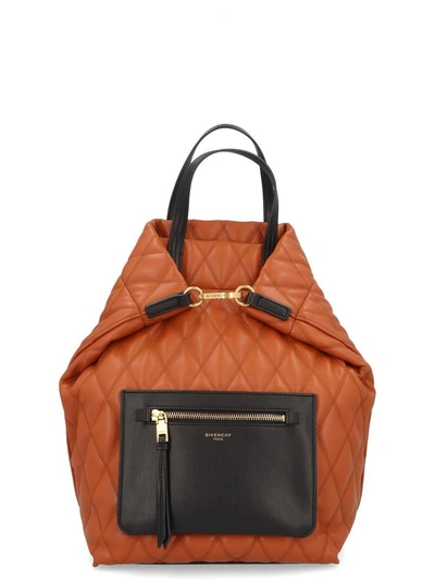 Shop Givenchy Duo Quilted Front Zip Backpack In Brown