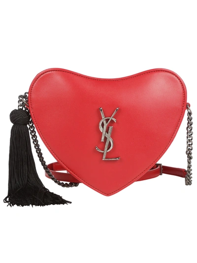Shop Saint Laurent Heart Shoulder Bag In Red