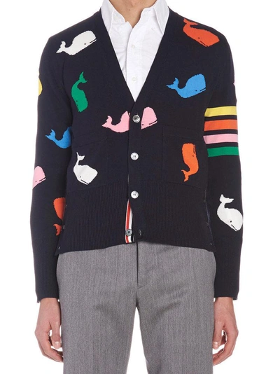 Shop Thom Browne Icon Whales Cardigan In Multi