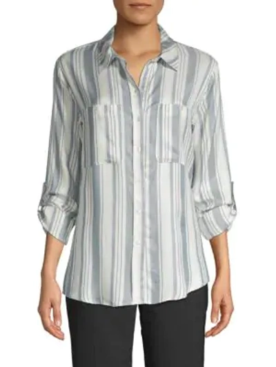 Shop Sanctuary Striped Button-down Shirt In Grey Multi
