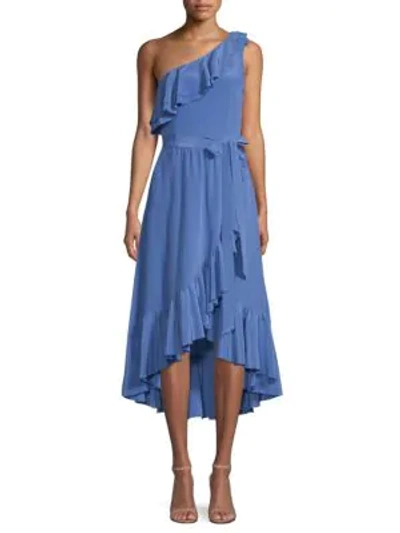Shop Equipment Damica Asymmetrical Silk Wrap Dress In Baja Blue