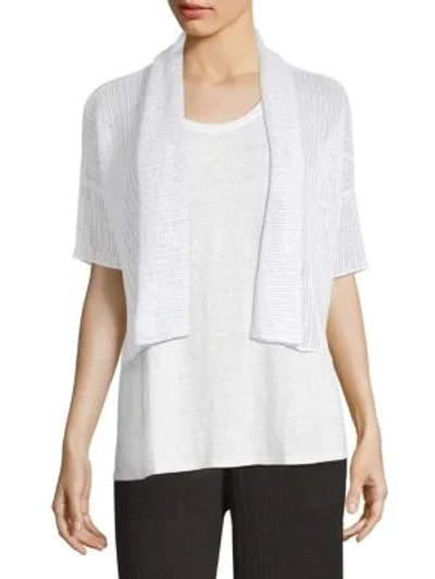 Shop Eileen Fisher Organic Linen Cardigan In White