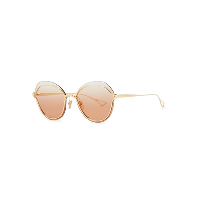 Shop Dita Nightbird-two Gold-tone Sunglasses In Gold And Other