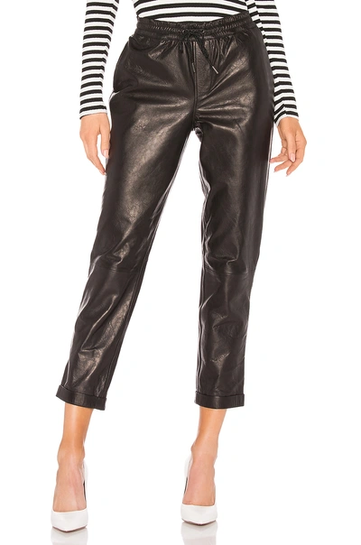 Shop Frame Pull On Leather Trouser Pant In Black. In Noir