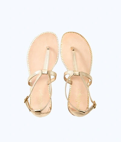 Shop Lilly Pulitzer Heather T-strap Sandal In Gold Metallic