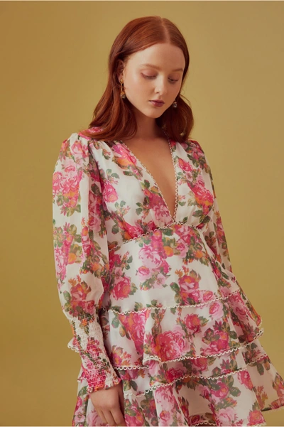 Shop Keepsake Oblivion Long Sleeve Mini Dress In Ivory Rose Floral