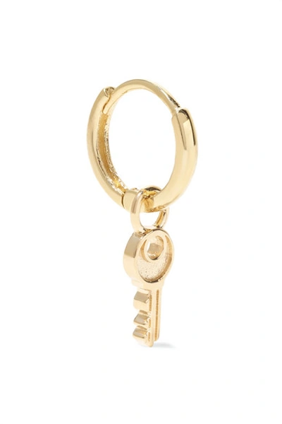 Shop Alison Lou Tiny Key Huggy 14-karat Gold Earring