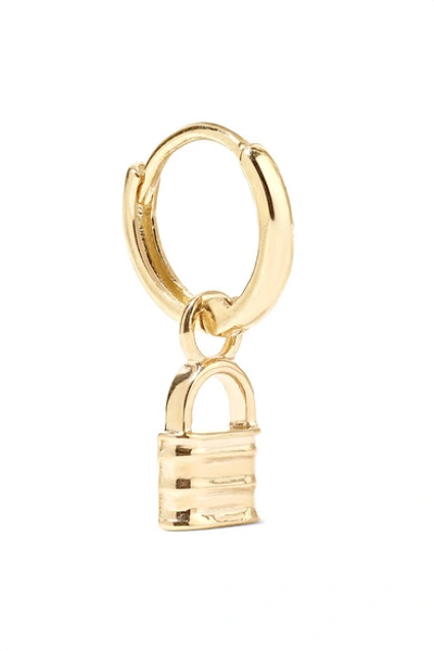 Shop Alison Lou Tiny Lock Huggy 14-karat Gold Earring