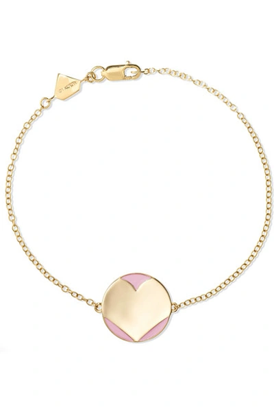 Shop Alison Lou Amour 14-karat Gold And Enamel Bracelet