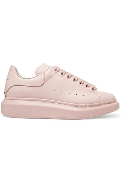 Shop Alexander Mcqueen Leather Exaggerated-sole Sneakers In Baby Pink