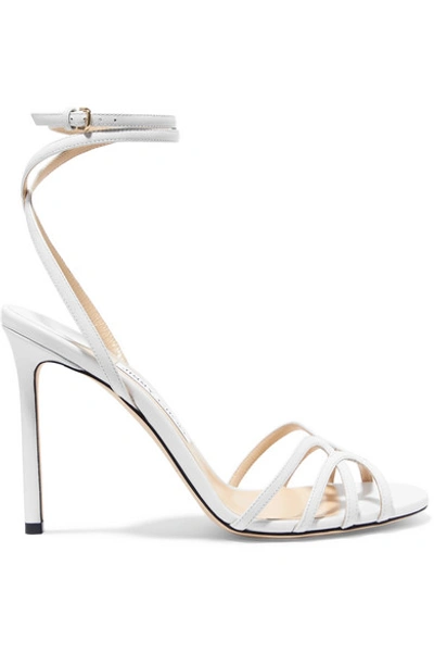 Shop Jimmy Choo Mimi 100 Leather Sandals In White
