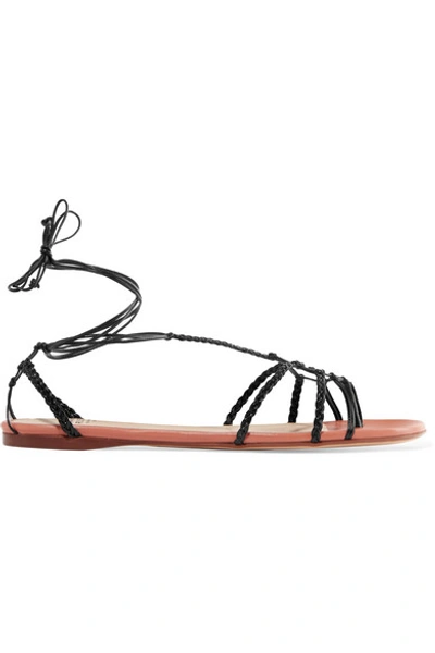 Shop Francesco Russo Braided Leather Sandals In Black